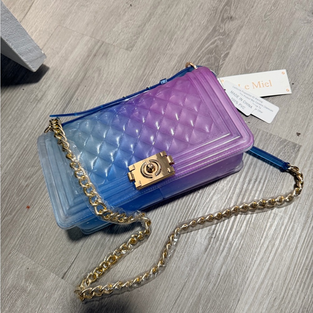Gradient Blue and Purple Quilted Women's Bag